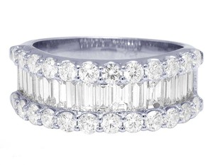 Hip Hop <b>Iced</b> Out <b>Ring</b> Round And Baguette Cut 925 Sterling Silver VVS Moissanite Diamond <b>Ring</b> For Women - Product Image 1