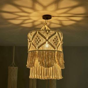 Handmade Bohemian <b>Macrame</b> Lamp <b>Shade</b> 100% Cotton Best Quality Indian Decorative Ceiling <b>Light</b> Wholesale Price - Product Image 4
