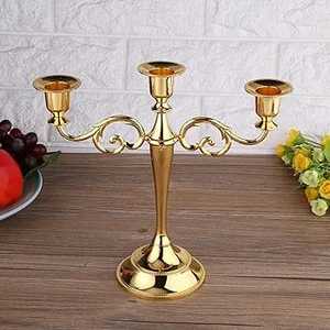 Centro de mesa de metal para decoración de bodas Candelabro de metal dorado con pantalla acrílica - Product Image 1