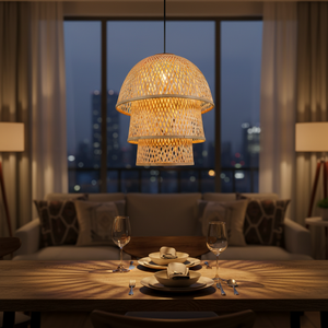 Natural Bamboo Rattan European Pendant Bamboo Lampshade Decorative Bamboo Lampshade Hanging Lamp <b>Cover</b> for Cafe Decoration - Product Image 3
