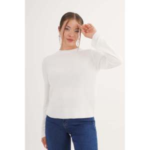 Suéter Blanco de Cuello Redondo para Mujer, Tejido Fino, Producto al por Mayor - Product Image 4