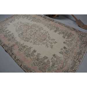 5.6x9.4 ft Rug, Vintage Turkish Rug, <b>Brown</b> Solid <b>Wool</b> Rug - Product Image 4