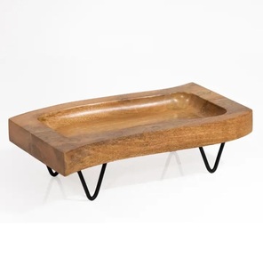 Handcrafted Rustic Natural Acacia <b>Wood</b> Pedestal Bowl <b>Fruit</b> Display Decorative Centerpiece for Kitchen Dining Serving Display - Product Image 3