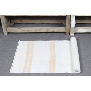 Tapis Kilim, tapis turc 1,7x3,9 pieds, tapis abstrait blanc en laine - Product Image 5