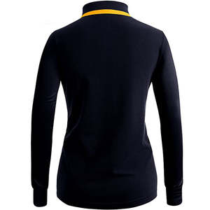 OEM Automne Slim Ajusté Coton/Polyester Jersey Femmes Polo Décontracté 2 Boutons Manches Longues 220 GSM Vrac Noir - Product Image 3