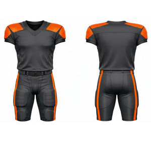 OEM Charcoal & Orange American Football Uniform Set Hex Pattern Shoulder Performance Jersey with Reinforced <b>Padded</b> Pant - Product Image 3