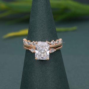 Anillo de Compromiso de Oro de 14K con Diamante Cultivado en Laboratorio con Corte Radiante Certificado por IGI, el Mejor Diseño, para Regalos al Mejor Precio - Product Image 4