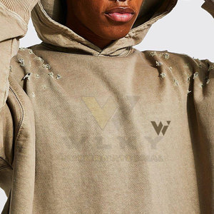 Sudaderas con capucha desgastadas de gran tamaño XL de alta calidad para hombres Jersey de estilo callejero personalizado con capucha de Invierno en Blanco con patrón de impresión a granel - Product Image 3