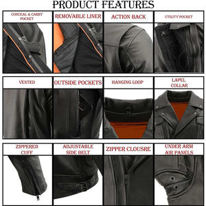 แจ็กเก็ตหนังแท้มีสไตล์และทนทานของผู้ชายมีซิปกระเป๋าเสื้อผ้ายาวคุณภาพสูงสำหรับฤดูใบไม้ร่วงฤดูหนาวอากาศเย็น - Product Image 4