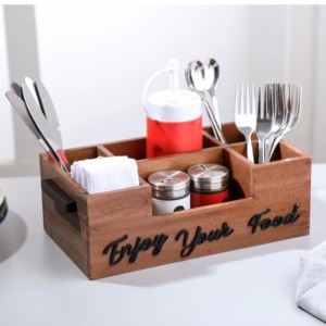 Caddy en bois moderne Portable Nouvel arrivage Caddy en bois Fournisseur Caddy en bois d'acacia classique Fabricant d'ustensiles de cuisine Organisateur - Product Image 4