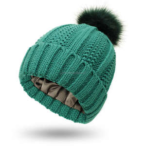 Winter <b>Satin</b> <b>Beanie</b> With Knit Design Cozy Warm Soft <b>Lined</b> Hat Street Style For Women And Men Trendy Comfortable Headwear 2025 - Product Image 4