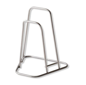 Support de planche à découper debout en acier personnalisé avec organisateur de couteaux et pièce design d'aspect et utilisation à la main - Product Image 3
