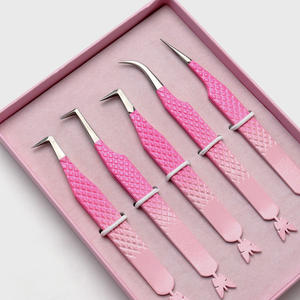 Nouveau diamant saupoudré pointe pince à épiler diamant poignée Extension de cils pince à épiler pointe enduite marque privée - Product Image 4