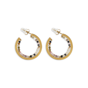 CUCOCUCA YXQ E299 Orecchini a Cerchio/Borchia in Acciaio Inossidabile con Pietra Naturale Dorata Spazzolata, Look Elegante e Alla Moda, Spedizione UE in 48H - Product Image 1