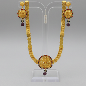 Juego de monedas de joyería de templo tradicional para mujer, collar indio elegante con colgante de moneda y pendientes a juego para festivales - Product Image 3