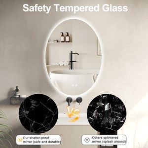 Miroir de salle de bain ovale intelligent avec rétroéclairage LED et fonction de désembuage - Product Image 5