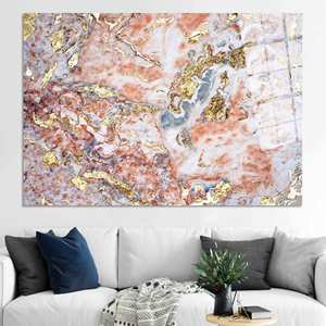 Obra de arte impresa en lienzo: Decoración de pared de vidrio con efecto mármol dorado, arte en vidrio templado - Product Image 1