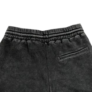 Vintage Acid Wash Knitted Denim Shorts High Waist <b>Elastic</b> Waist Eco-Friendly 100% Cotton Men's - Product Image 4