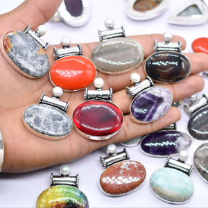 Colgante de piedras preciosas de mezcla natural, colgante de piedras preciosas mixtas, colgante de plata, lote de colgante de piedras preciosas de mezcla al por mayor, Regalo para mamá - Product Image 1