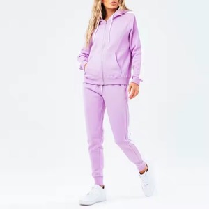 Conjunto de Jogger con logotipo personalizado, Sudadera con capucha, pantalones de chándal de lana de algodón, chándal de entrenamiento de Invierno para mujer, chándal ajustado de algodón 100% para mujer - Product Image 1