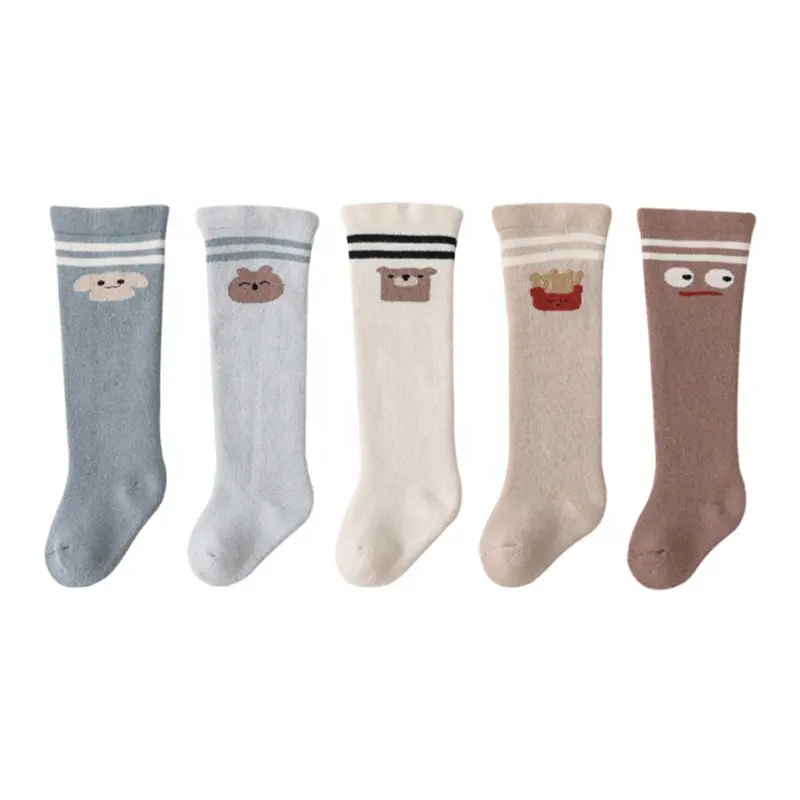 Chaussettes unisexes tricotées en coton biologique, pour enfants garçons et filles, vente en gros, collection d'hiver