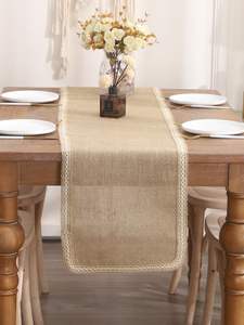 Elegantes caminos de mesa de lino con bordados elaborados, ideales para decoración de mesas de boda, banquetes festivos y hogares. - Product Image 4