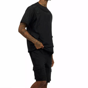 Ensemble t-shirt et short pour homme, tissu doux, deux pièces, vêtements de sport décontractés pour la salle de sport, la remise en forme et la maison - Product Image 5