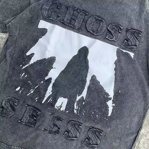 T-shirt vintage de qualité supérieure avec broderie surdimensionnée délavée à l'acide en coton de haute qualité pour hommes - Product Image 5