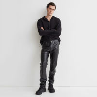 Pantalon cargo en cuir de vachette véritable pour homme, style urbain, avec empiècements matelassés, poids moyen, coupe droite, anti-boulochage, service OEM avec logo personnalisé