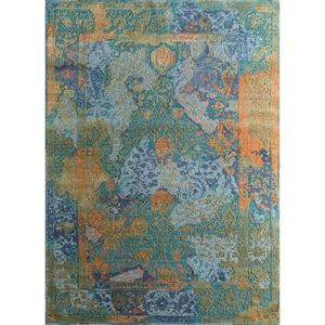 Alfombras de Lana y Seda Anudadas a Mano del Lejano Oriente, con Diseño de Medallón Rectangular y Patrones de Rompecabezas, para Sala de Estar, Pasillo, Juvenil - LRS-17 - Product Image 1