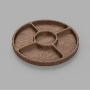 <b>Wooden</b> Tray <b>Round</b> Shape Unique Mango Wood Serving Tray Polished Brown - Product Image 1