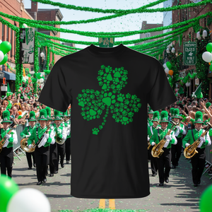 T-shirt noir unisexe pour adulte avec empreinte de patte de chien Shamrock St Patricks Day - Product Image 3