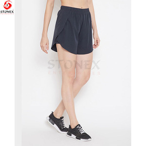 Short de yoga en coton taille haute pour femme Décoration en maille à séchage rapide Respirant Doux Taille élastique pour les entraînements Sports Femmes - Product Image 2
