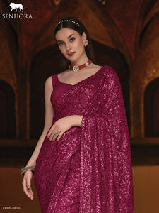 Fancy Party Wear Saree avec fil et travail à double séquence - Product Image 4