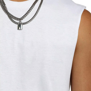 Custom LOGO Design OEM <b>Men's</b> 100% Cotton Hollow Neck Blank Vest Oversized Loose Tank Top Heavyweight Sleeveless <b>T</b> <b>Shirts</b> for <b>Men</b> - Product Image 6