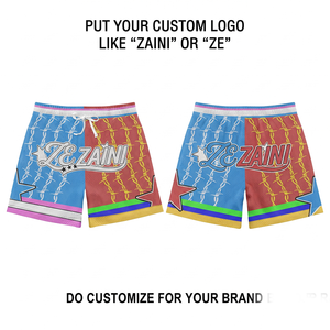 Pantalones Cortos Deportivos Personalizados para Hombre, 120g, Malla de Algodón, Paneles Rojo, Blanco y Azul, Transpirables, Impermeables, de Secado Rápido, Ecológicos, con Logotipo Frontal - Product Image 1