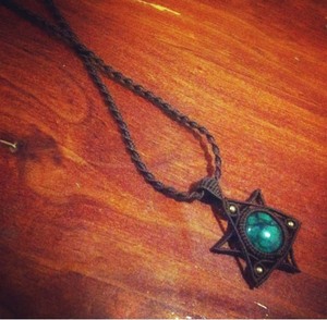 Turquoise Macrame <b>Necklace</b> with Freshwater Pearl Buddhism Star Pendant Brown Thread Boho Handmade Gift <b>Statement</b> Jewelry - Product Image 1