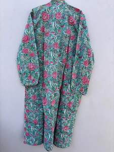 เสื้อคลุมยาวพิมพ์ลายแบบอินเดียสำหรับผู้หญิงชุดยาวคลุมเข่าสำหรับใส่ไปงานปาร์ตี้ทำด้วยมือผ้าฝ้ายสไตล์พื้นเมืองสำหรับฤดูร้อน - Product Image 6