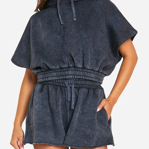 Derniers sweat-shirt à capuche et sweat-shirt sans manches 2 pièces personnalisés pour femmes charbon de bois ensemble de survêtement court 2 pièces pour femmes ensemble de short de survêtement 2 pièces pour femmes - Product Image 6