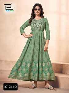 Hot Selling New Indian <b>Women</b> Wear Kurti Dress with Embroidery Wear at Wholesale Price Anarkali Style Rayon <b>Kurtis</b> <b>for</b> <b>Women</b> - Product Image 5