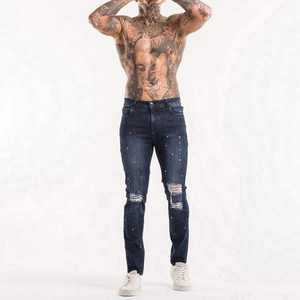 กางเกงยีนส์ขาตรงสไตล์ไฮสตรีทสำหรับผู้ชายกางเกงยีนส์ซักสีแบบกำหนดเองโรงงานผลิตตามความต้องการ - Product Image 4