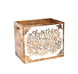 Boîte de rangement en bois sculpté pour bibelots, boîte à trésors avec carte du monde, boîte de rangement en bois foncé pour souvenirs - Product Image 4