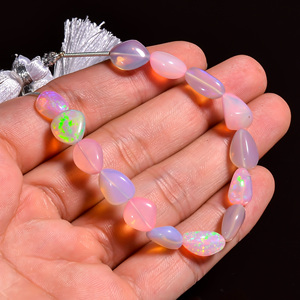 Opale éthiopienne dégringolée perles lisses pierre précieuse d'opale de feu Flashy rose pour la fabrication de bijoux perles de pierre d'opale de feu multi - Product Image 3