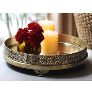 Plateau en laiton Design simple pour servir et pour salade et riz Plateau de service en métal au design traditionnel Or de luxe - Product Image 2