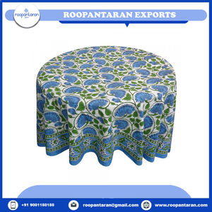 Venta al por mayor de algodón orgánico hecho a mano bloque impreso redondo mantel personalizable 150x150 Cms bien absorbente 20 láminas uso doméstico - Product Image 6