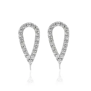 Popular luxury design earring solid 925 sterling silver white zircon gemstone pear customized style stud earring