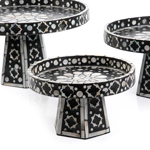 Delightful Mother of Pearl Cake Stand Elegant Capiz <b>Shells</b> Inlay Cake Stand Middle East <b>Chocolate</b> Desert Server Made in Vietnam - Product Image 2