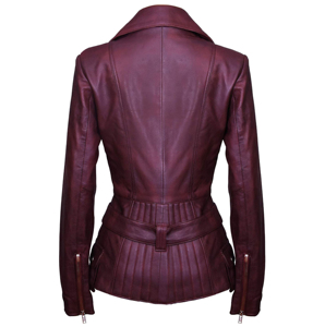 Chaqueta de motorista de piel auténtica de piel de oveja con logotipo personalizado para mujer 2026, ajustada, de manga larga con costuras de alta calidad - Product Image 6