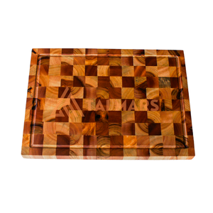 <strong>Rectangular</strong> Acacia <strong>Wood</strong> and Bamboo Kitchen Cutting Board and <strong>Block</strong> with Grooved Edge - Product Image 6