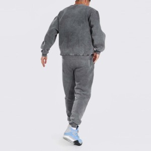 High Quality Lightweight 100% Cotton Men's Hoodies Acid Wash Pullover Streetwear <b>Tracksuits</b> Puff Printing Embroidered Solid - Product Image 6